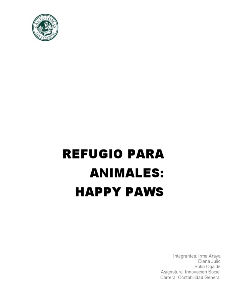 Proyecto Refugio de Animales Happy Paws PDF Presupuesto Evaluación