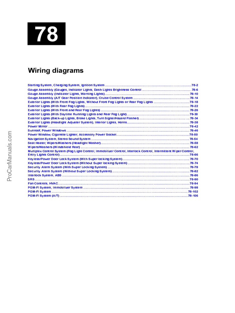 Honda CR V 2002 2005 Shop Manual Wiring Diagrams | PDF