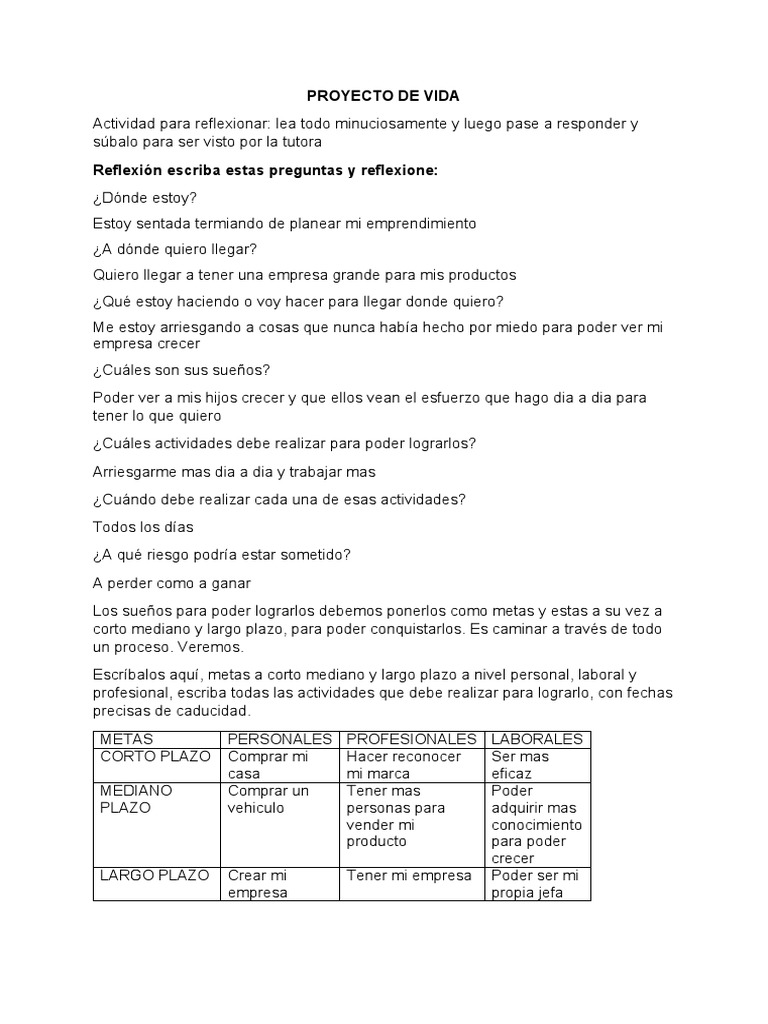 Actividad 1 Módulo 1 Proyecto de Vida | PDF