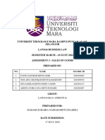 Universiti Teknologi Mara Kampus Puncak Alam, Selangor Law416 Business Law Semester March - August 2022 Assessment 3 - Sales of Goods Prepared by