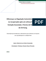 Diferenças Na Regulação Autonómica Cardíaca Na Recuperação Após Um Esforço Máximo: Variação Associada A Técnica de Respiração de Chi Kung