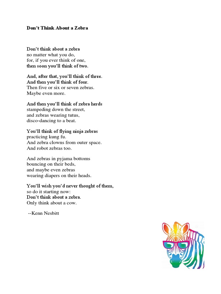 Don't Think About a Zebra Poem | PDF
