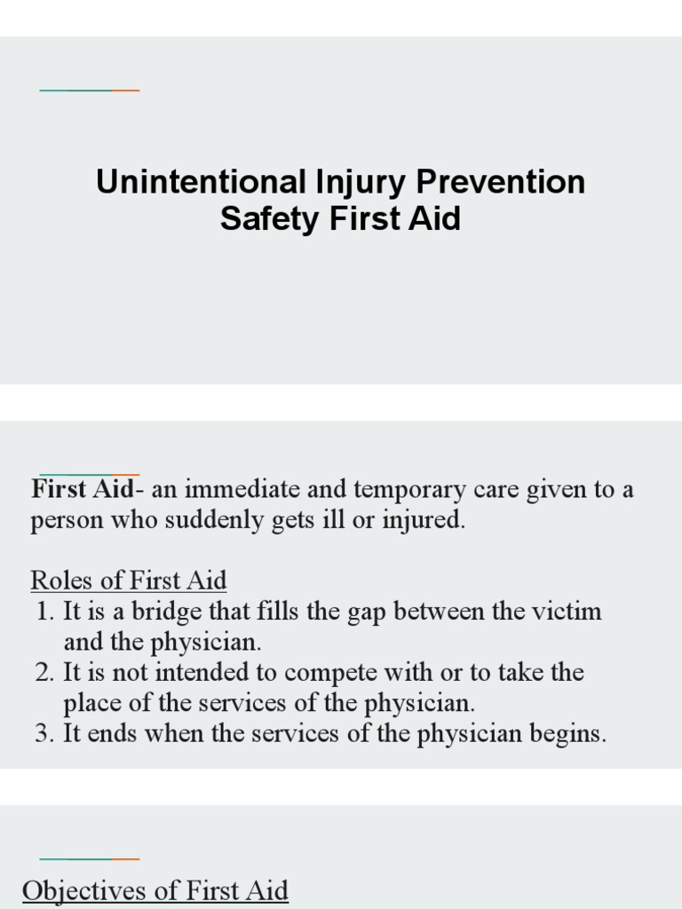 Unintentional Injury Prevention Safety First Aid | PDF | First Aid | Injury
