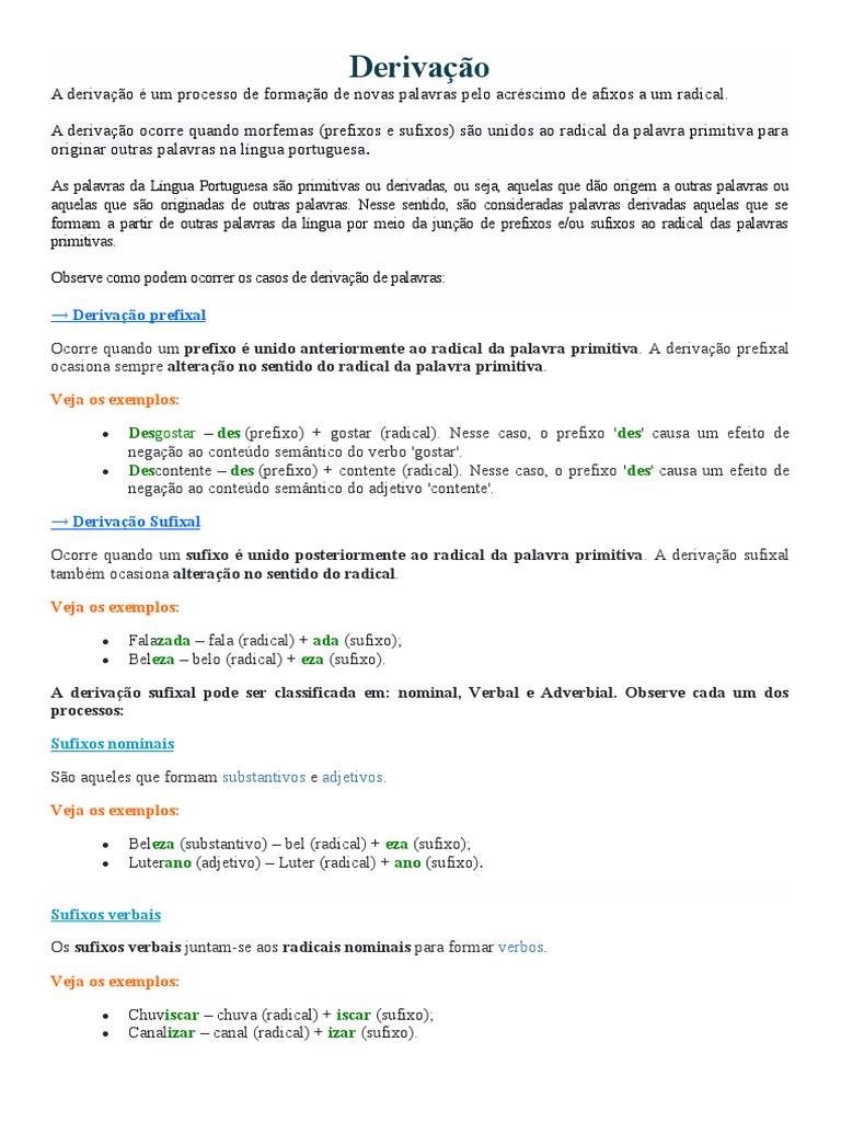 Derivação Prefixal | PDF