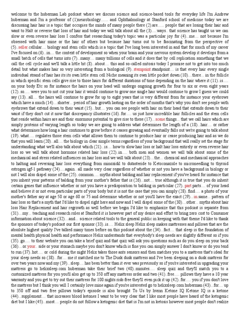 Huberman Task | PDF | Hair | Skin