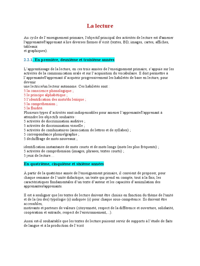 Didactique de La Lecture | PDF