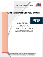 Gobierno Regional Junín: 1.00. FICHA DE Apertura Presupuestal Y Modificaciones