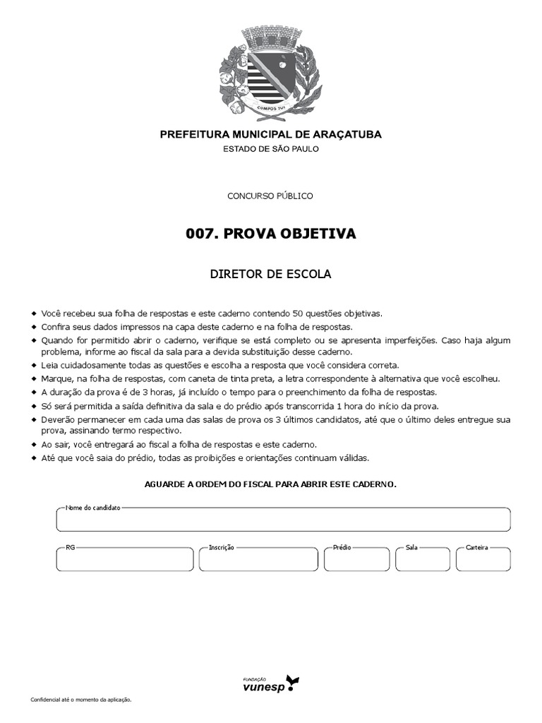 Prova Objetiva: Diretor de Escola | PDF