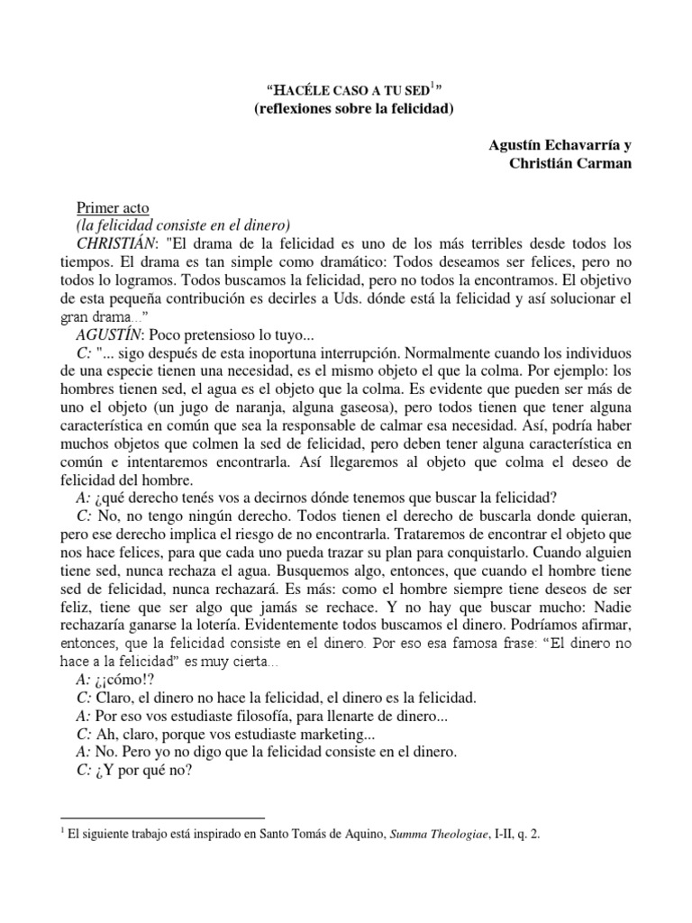 Hacéle Caso A Tu Sed (Diálogo Sobre La Felicidad) | PDF