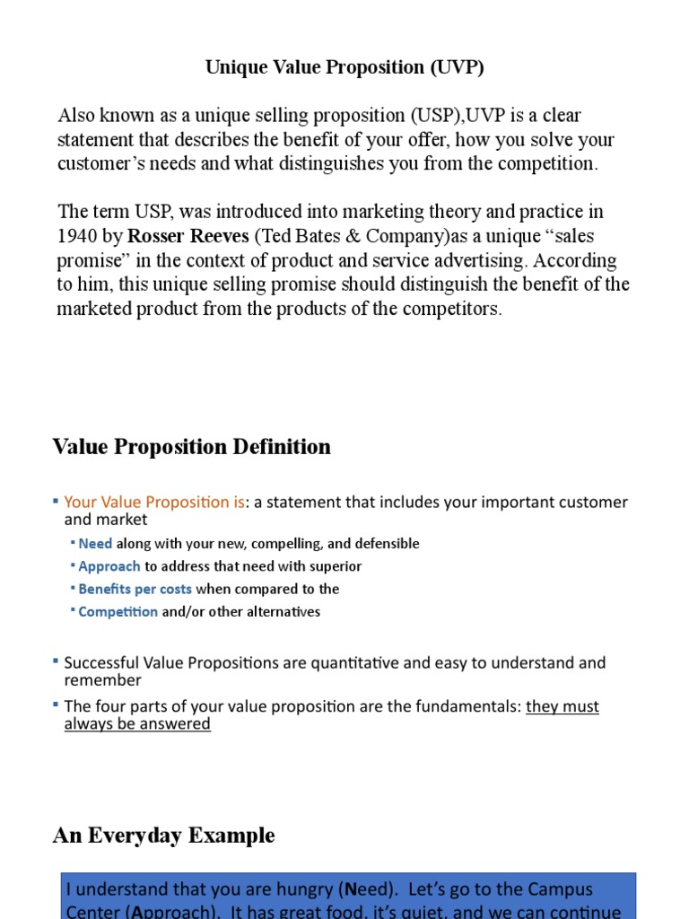 Unique Value Proposition (UVP) | PDF