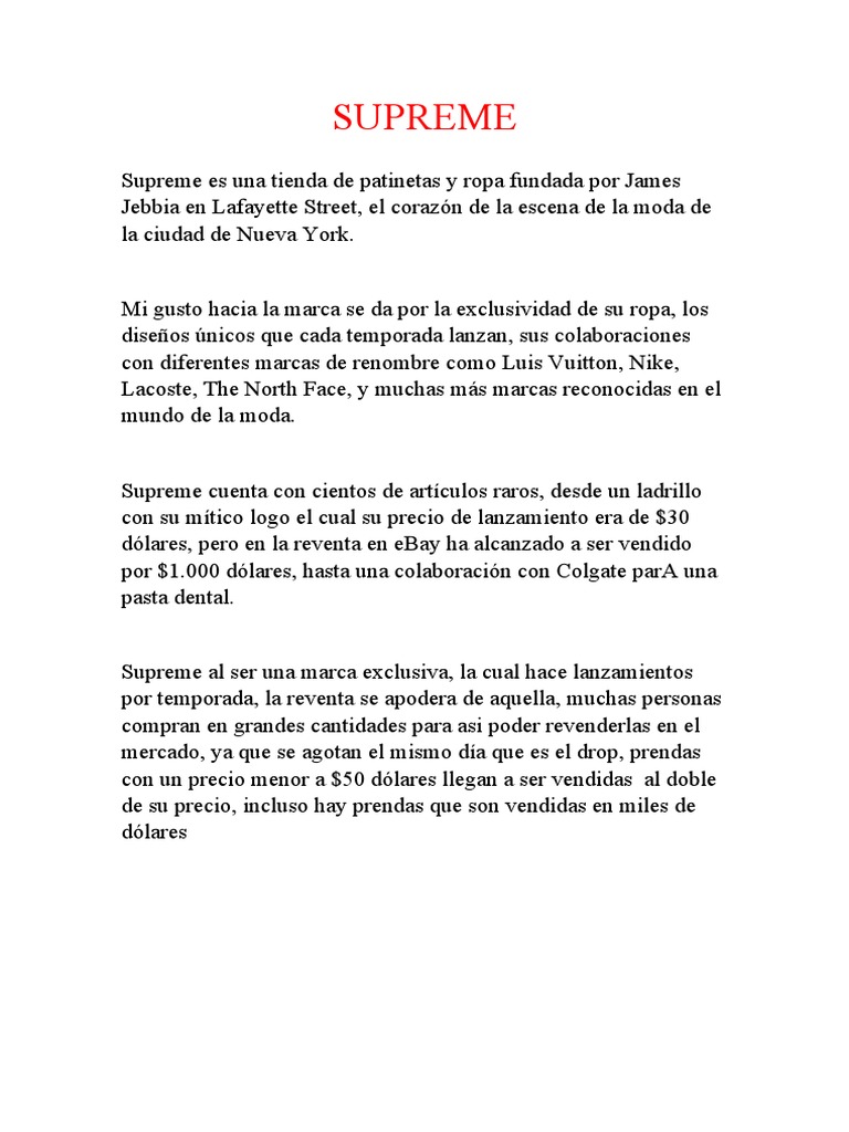 Exclusividad y Reventa de Supreme | PDF