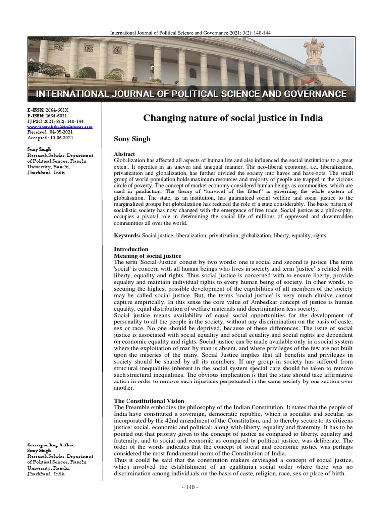 Globalisation and Social Justice 1 PDF Social Justice Justice