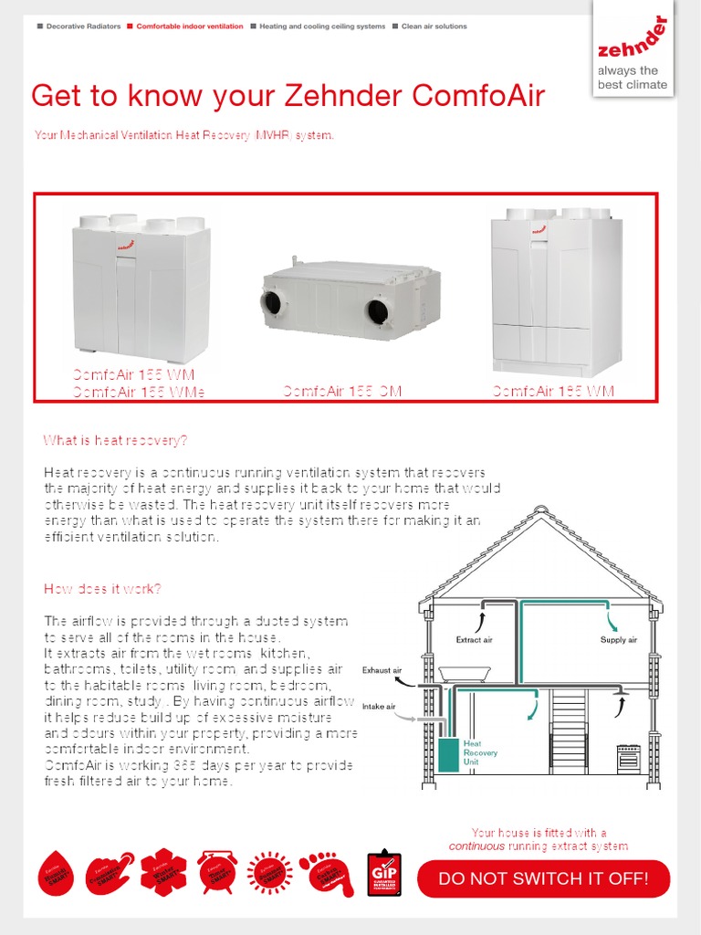 Zehnder CSY ComfoAir MVHR Information Guide OBR UK en PDF