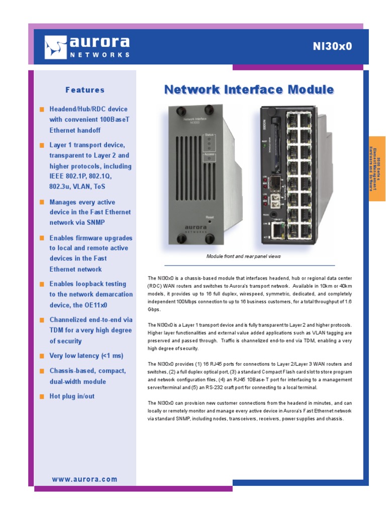 8710021RevE NI3000 NetworkInterface PDF Computer Network