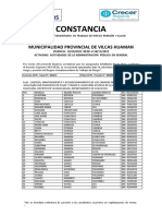 Constancia: Municipalidad Provincial de Vilcas Huaman