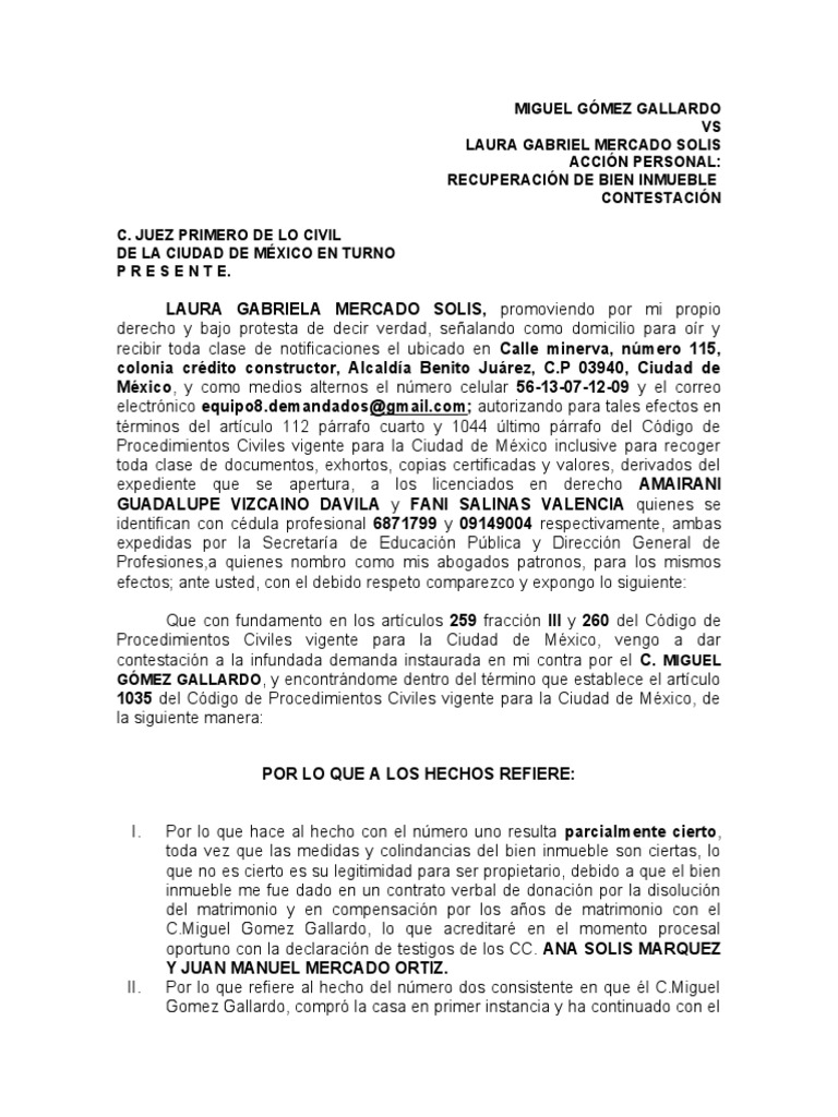 Que Es Una Contestacion De Demanda