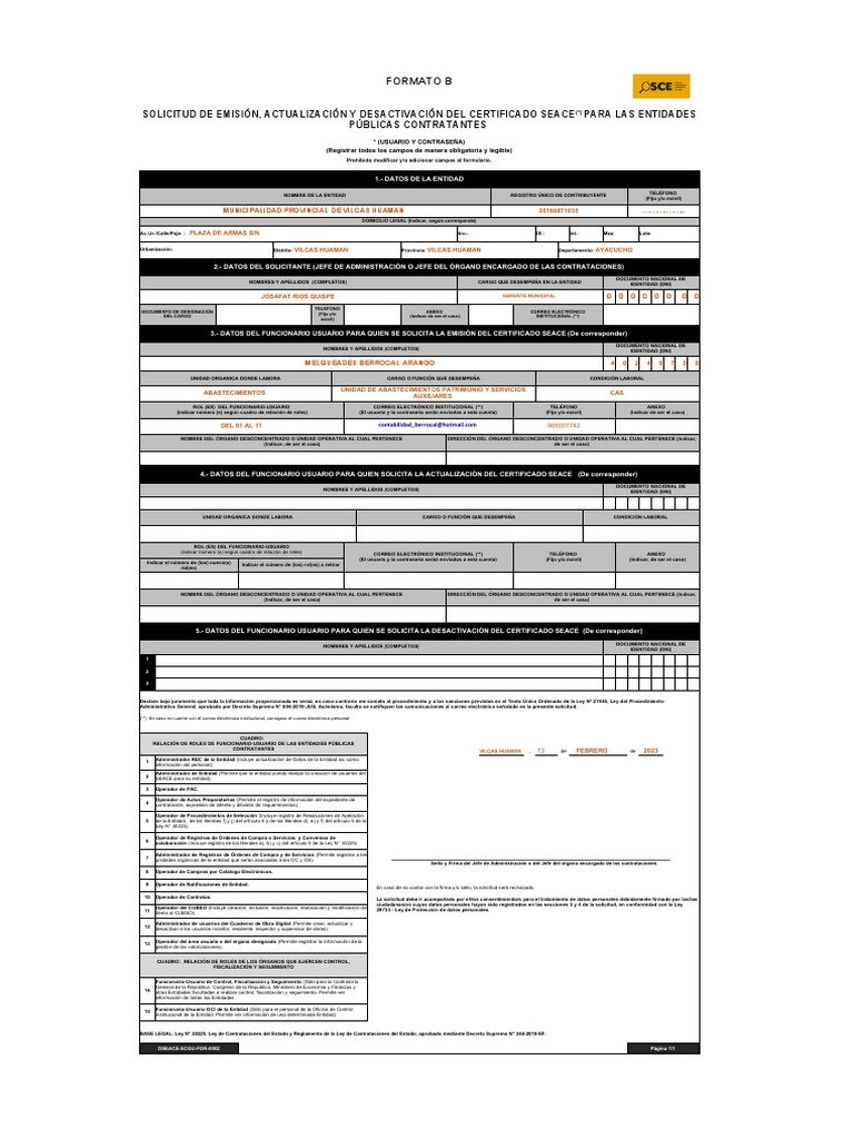 Solicitud Certificado SEACE 2025 | PDF | Gobierno