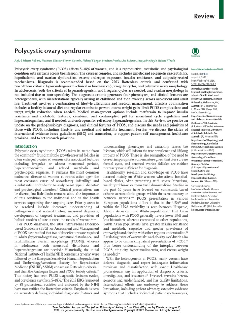 Polycystic Ovary Syndrome Pdf Polycystic Ovary Syndrome