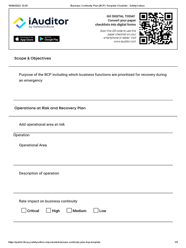 Business Continuity Plan Checklist Template | PDF | Information ...