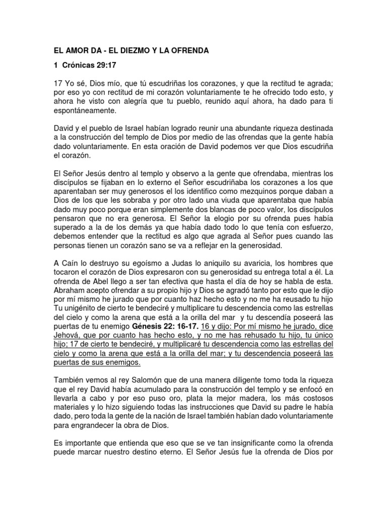 El Amor Da (El Diezmo y La Ofrenda) | PDF | Dios | Solomons
