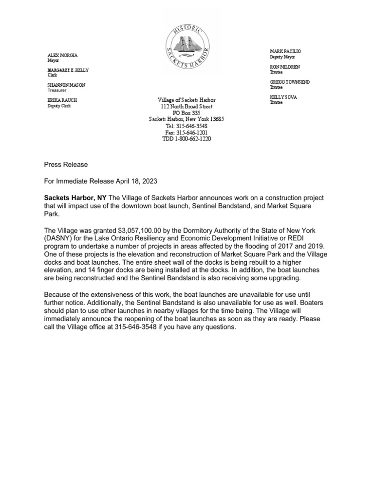 Sackets Harbor, NY REDI Project 2023 PDF