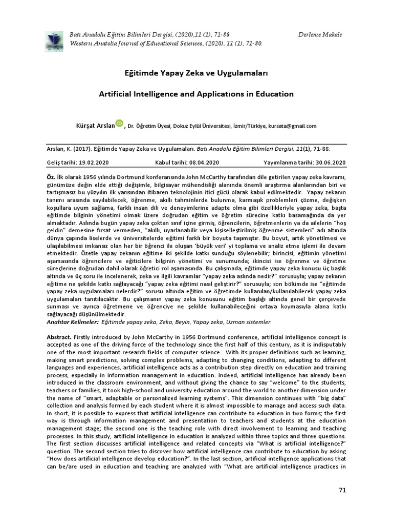 E - Itimde Yapay Zeka Ve Uygulamalar - (#690058) - 1174773 | PDF