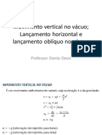 Movimento Vertical No Vácuo Lançamento Horizontal e Lançamento Oblíquo No Vácuo