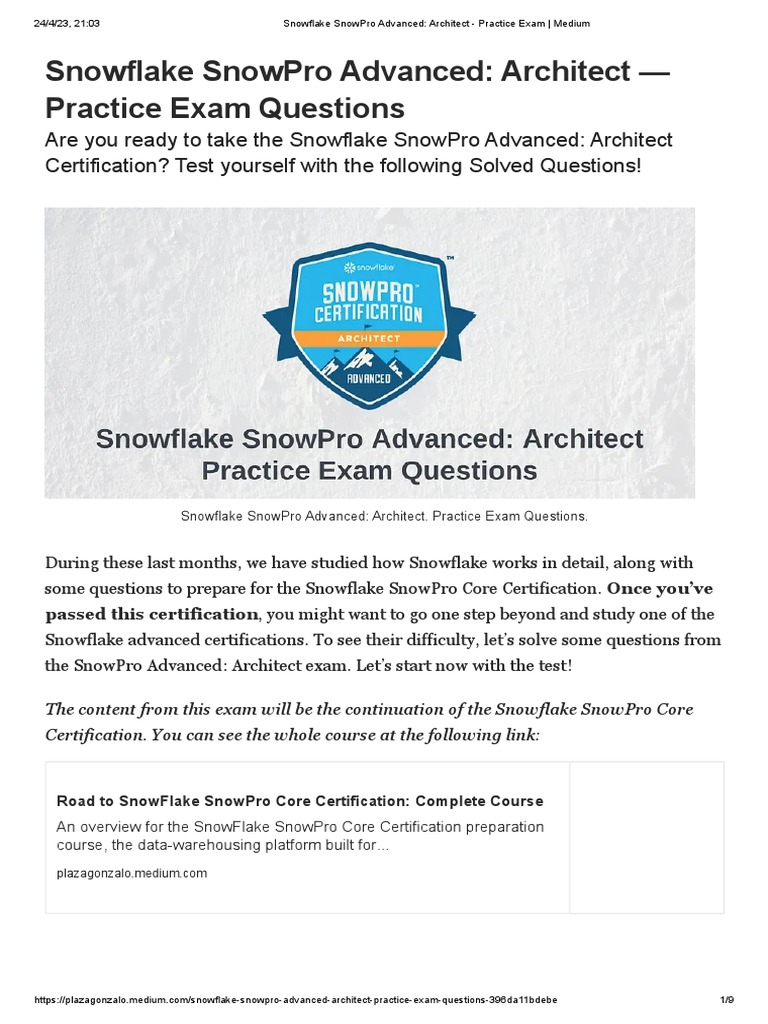 Snowflake SnowPro Advanced_ Architect Practice Exam _ Medium PDF
