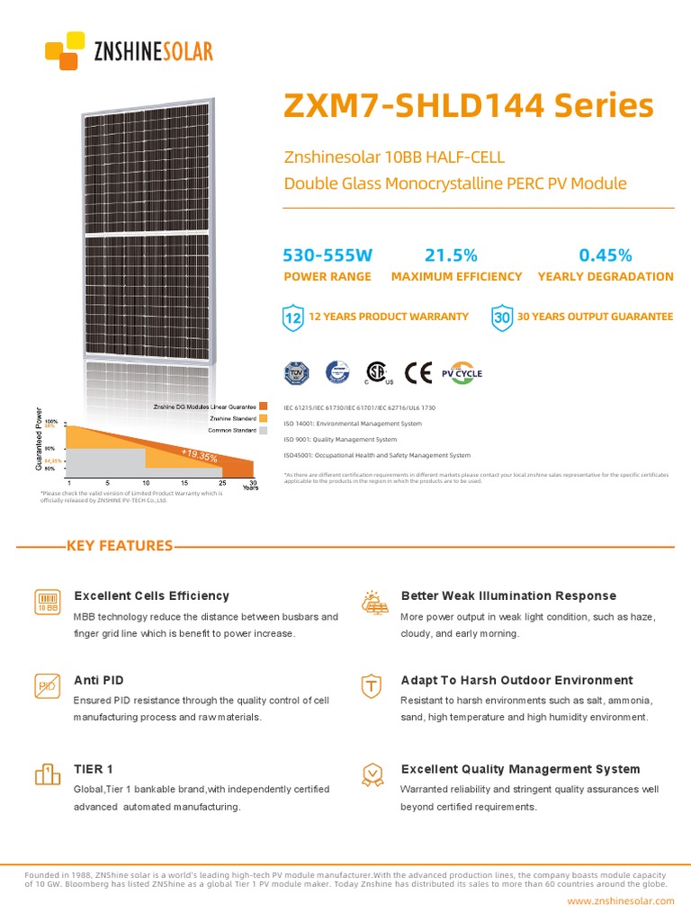 Datasheet Znshine 555 W | PDF