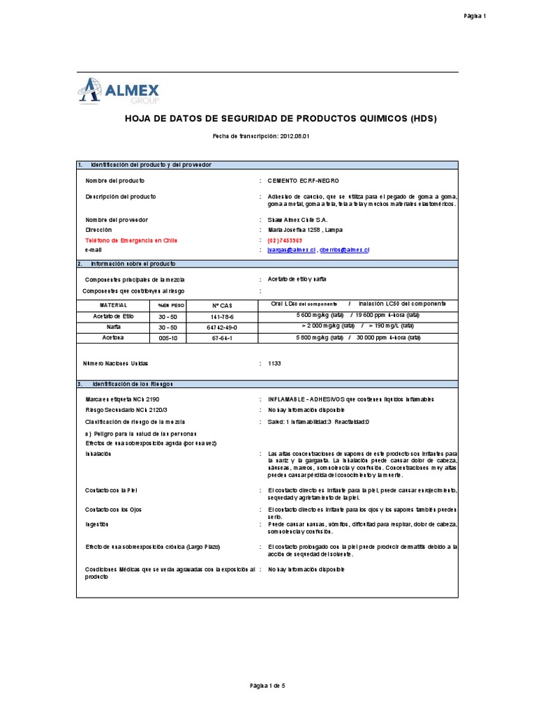 HDS CEMENTO ECRF - Español | PDF | Residuos | Agua