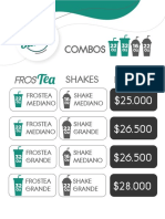 Combos Shakes Precio