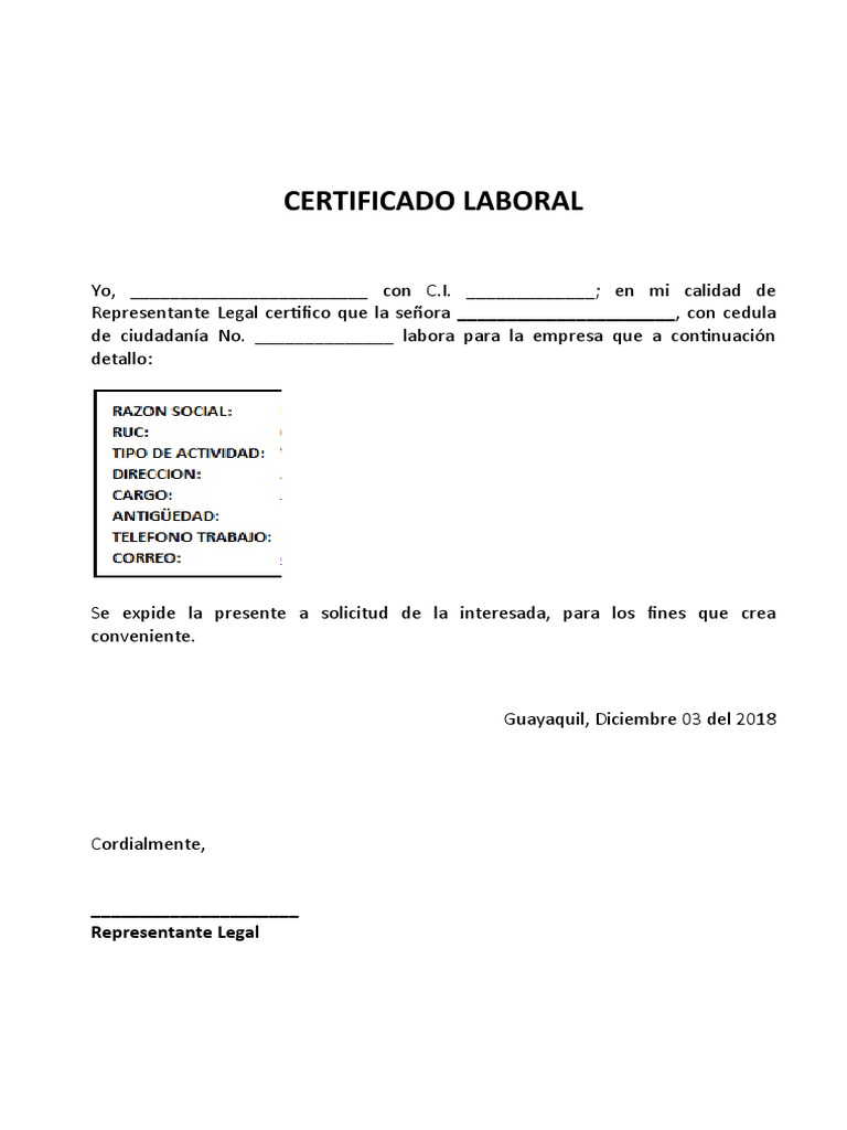 Certificado Laboral | PDF