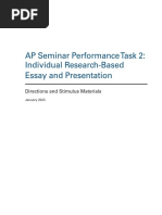 AP Seminar Performance Task 2 - Individual Research-Based Essay and Presentation. Directions and Stimulus Materials. January 2023