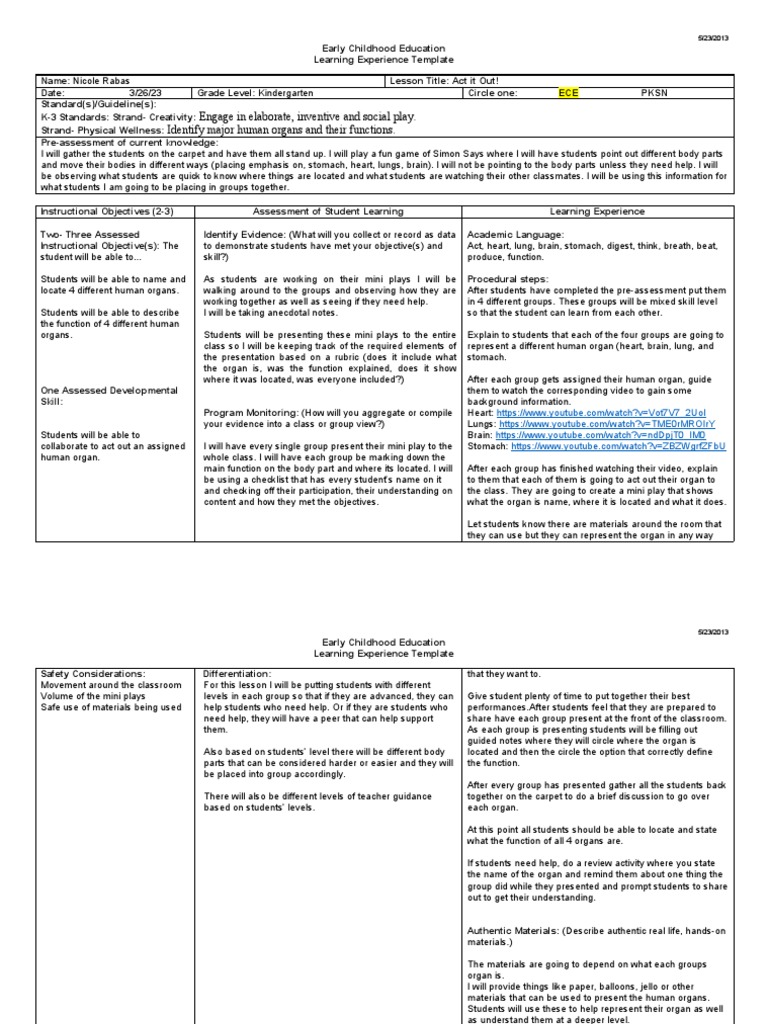 Edt 317 Drama Lesson Plan PDF