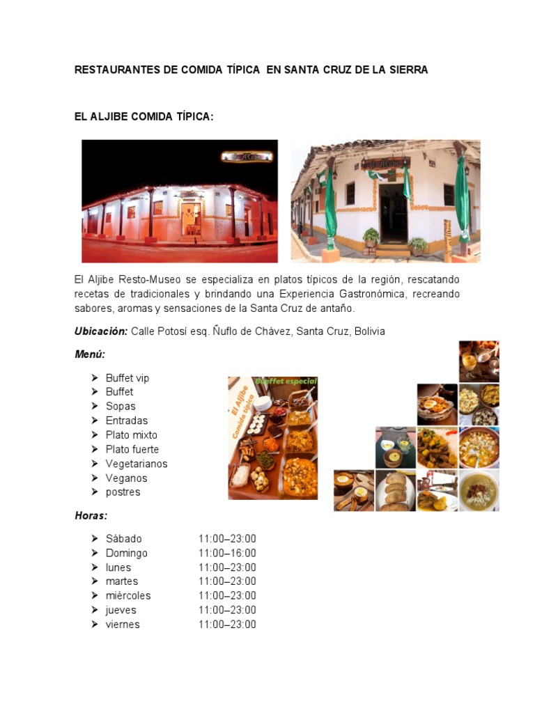 Comida Típica en Santa Cruz de la Sierra | PDF | Alimentos | Cocina