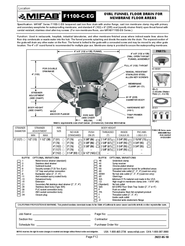 F1100 C EG Specification Sheet PDF