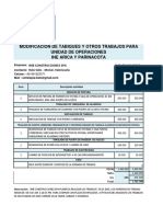 Presupuesto Modificacion de Tabiques Ine