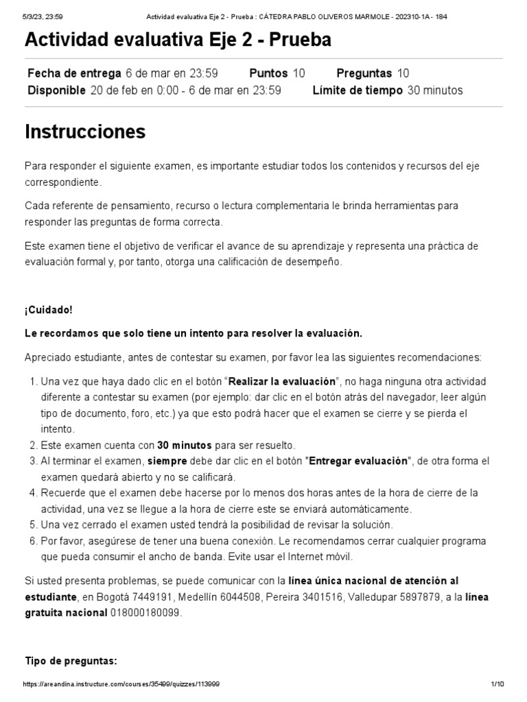 Actividad Evaluativa Eje 2 - Prueba - CÁTEDRA PABLO OLIVEROS MARMOLE ...