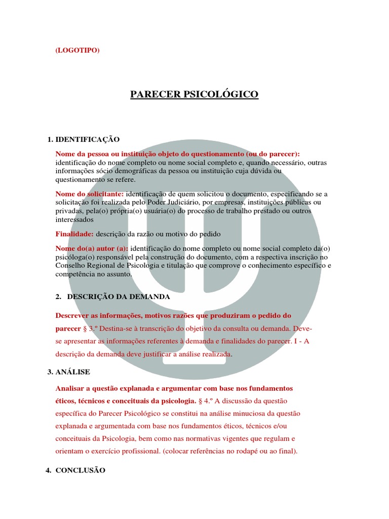Modelo de Parecer Psicológico | PDF