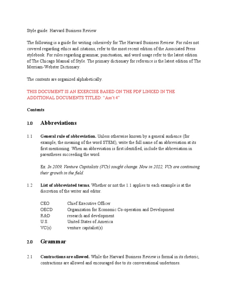 Style Guide - Harvard Business Review Dettman | PDF