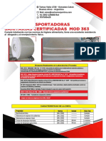 Cintas Transportadoras Sanitarias Certificadas Mod 363