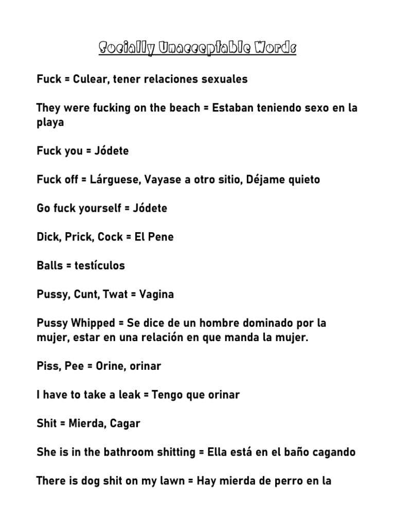 Socially Unacceptable Words PDF Relaciones interpersonales Afecto