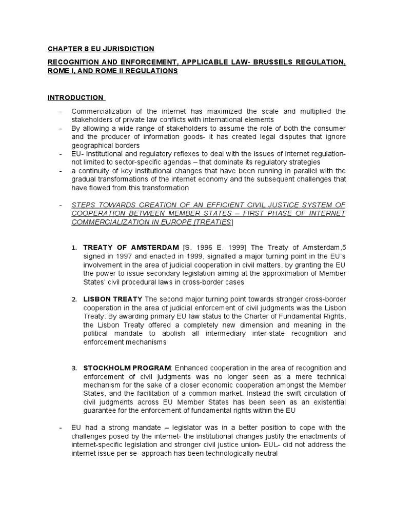 EU Jurisdiction and Internet Law Overview | PDF | Tort | European Union