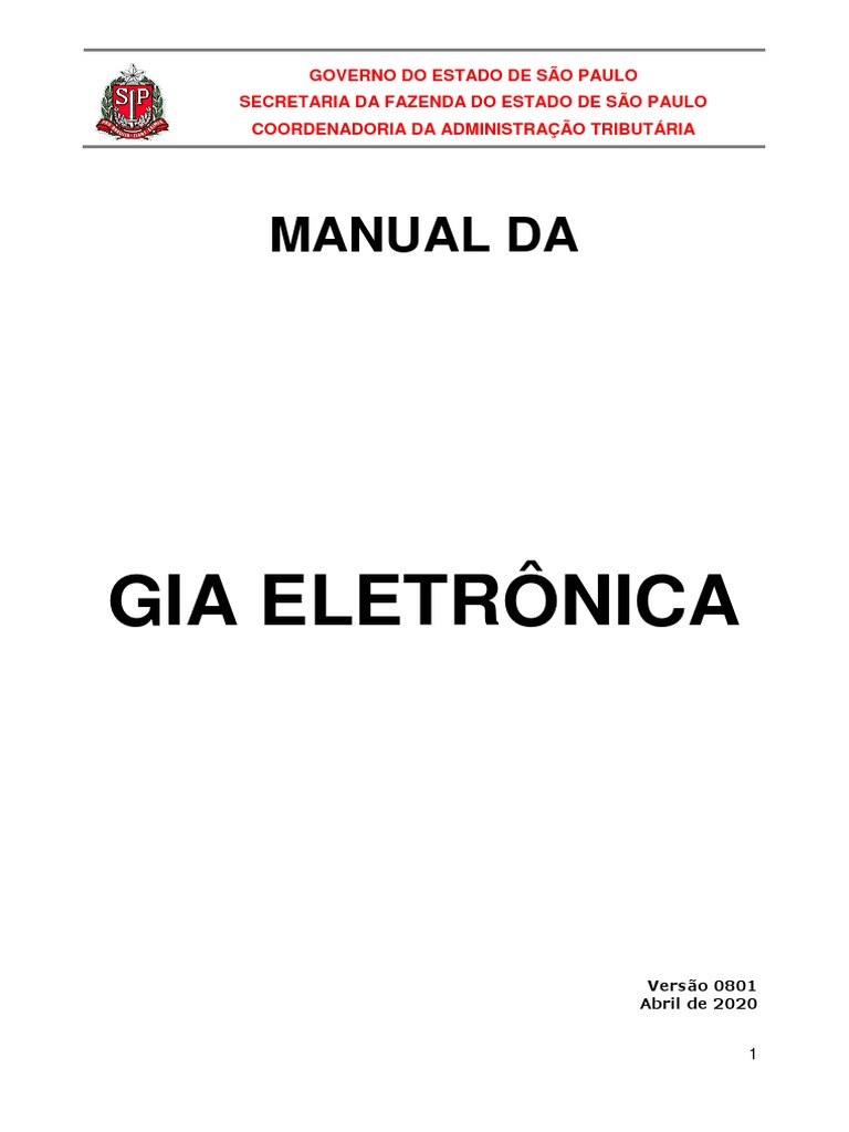 Manual da GIA Eletrônica SP 0801 | PDF | Tecnologia e Engenharia