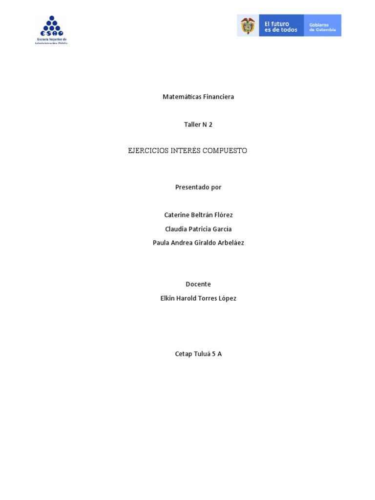 Taller N 2 Matematica Financiera | PDF