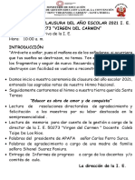 Programa de Clausura Del Año Escolar 2021 I. E. 50273 "Virgen Del Carmen"