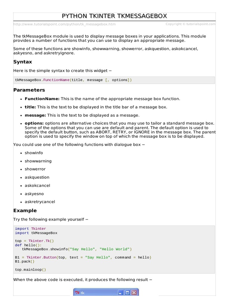 TK Messagebox | PDF
