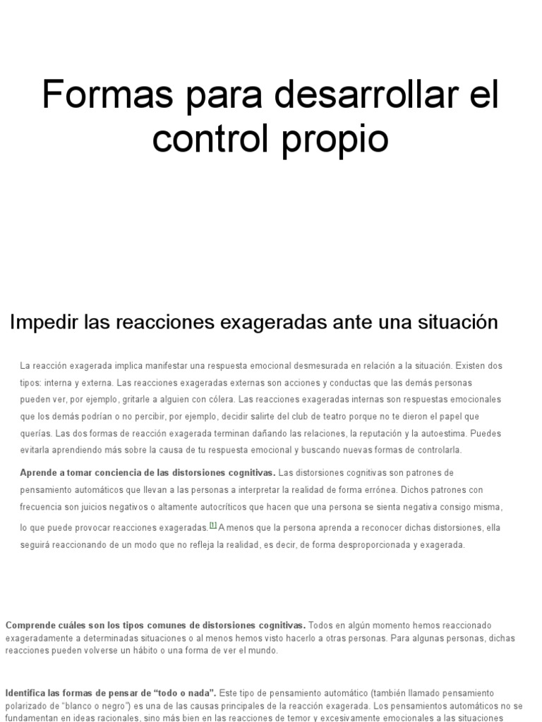 Formas para Desarrollar El Control Propio | PDF | Racionalidad ...