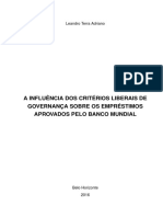 ADRIANO (2016) A Influência Dos Critérios Liberais de Governança Sobre Os Empréstimos Aprovados Pelo Banco Mundial