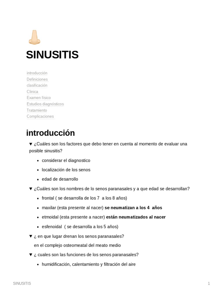 SINUSITIS | PDF | Enfermedades respiratorias | Ciencias de la Salud